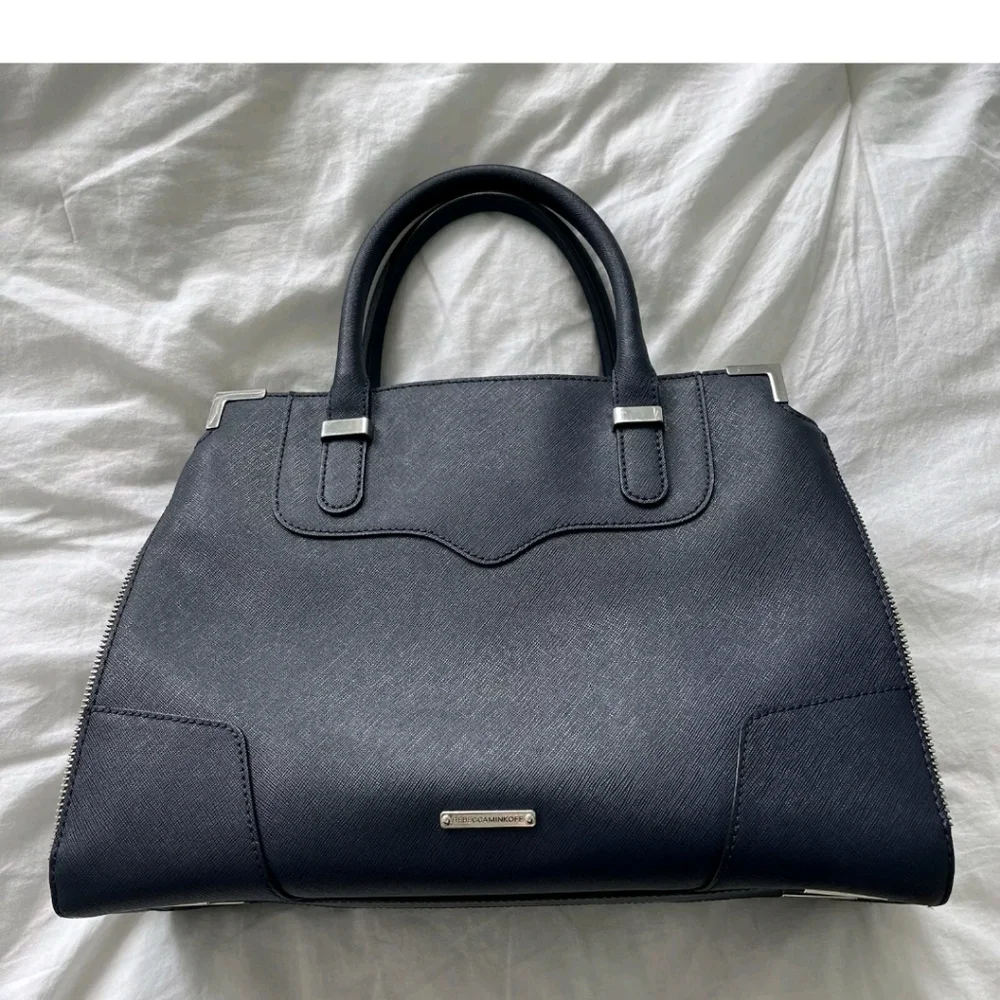 Rebecca Minkoff navy leather satchel purse - Picture 1 of 8